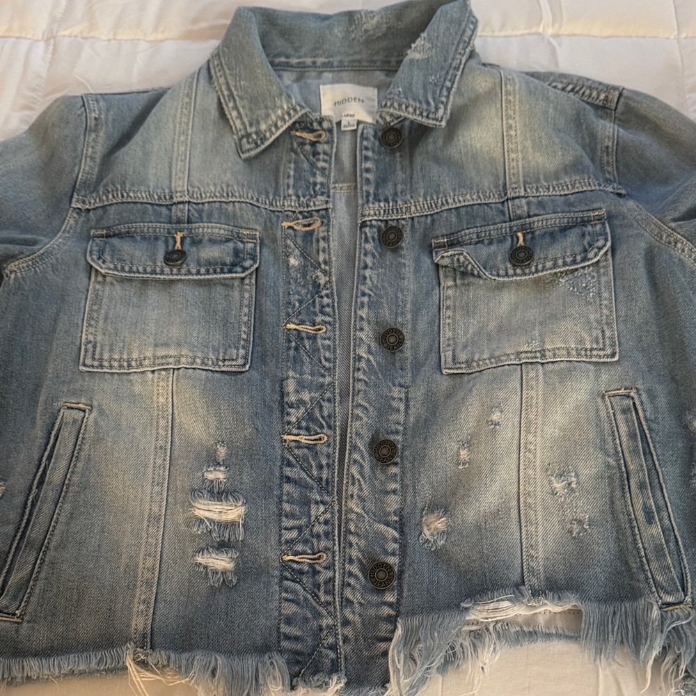 Distressed Denim Jacket by Hidden - Picture 7 of 16